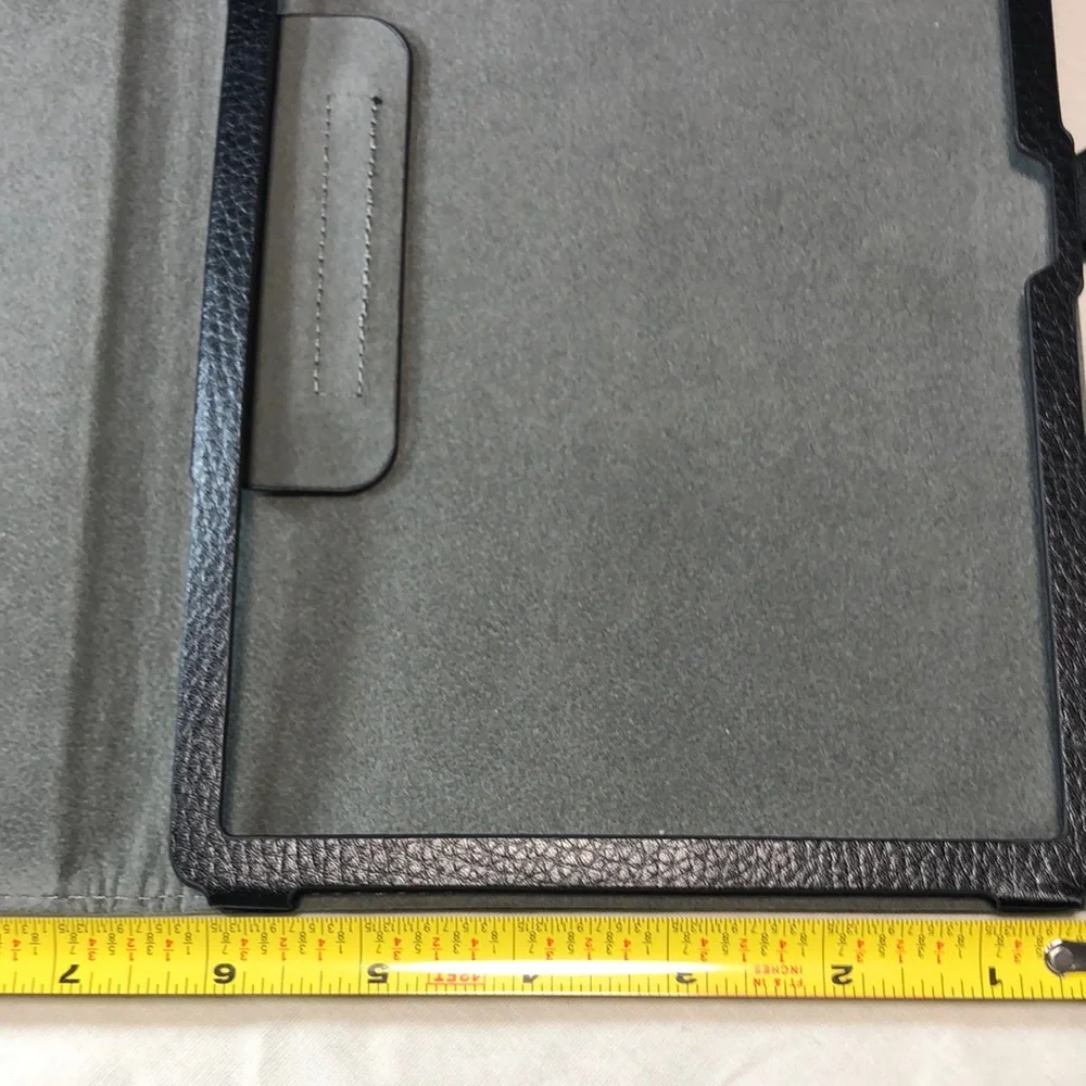 Black Leather Folio Tablet Cover with Closure Strap fits 10.4 tablet